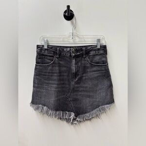 We The Free Bailey Black Denim Frayed Skirt